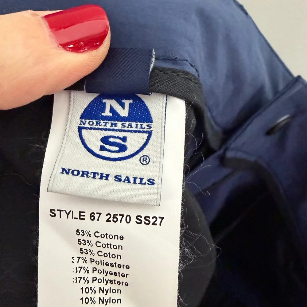 North Sails North Tech Performance Pants Navy Blue Zipper Pocket Slim Leg